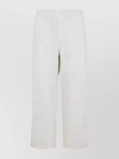 Carhartt Relaxed Fit Casual Pants With Elastic Waistband And Large Pockets In White