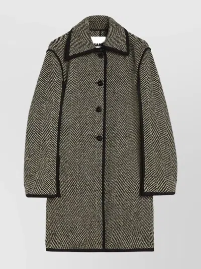 Jil Sander Herringbone Pattern Mid-length Coat In Gray