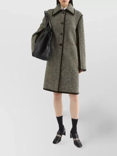 Jil Sander Herringbone Pattern Mid-length Coat In Gray