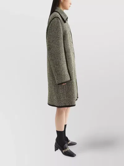Jil Sander Herringbone Pattern Mid-length Coat In Gray