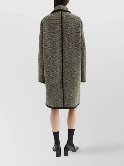 Jil Sander Herringbone Pattern Mid-length Coat In Gray