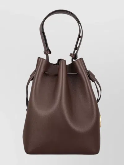 Valentino Borsa A Secchiello Vlogo Signature In Pelle Cioccolato  Donna In Brown