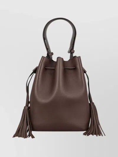 Valentino Borsa A Secchiello Vlogo Signature In Pelle Cioccolato  Donna In Brown