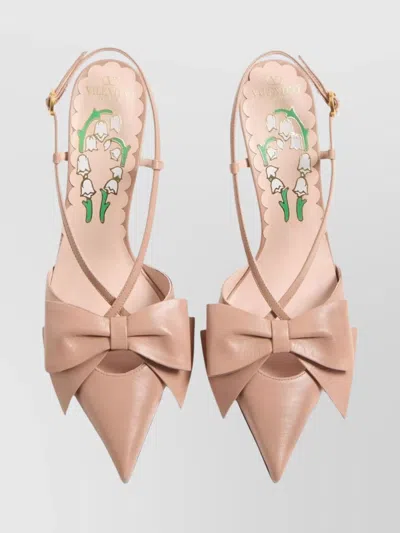 Valentino 'bowow' Slingback With Pointed Toe And Stiletto Heel In Neutral