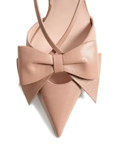 Valentino 'bowow' Slingback With Pointed Toe And Stiletto Heel In Neutral