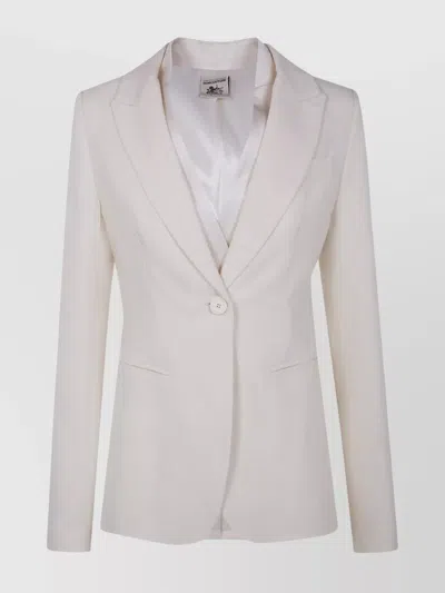 Semicouture Tailored Jacket Notched Lapels In White