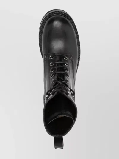 Premiata Military Style Leather Boots With Chunky Sole In Black