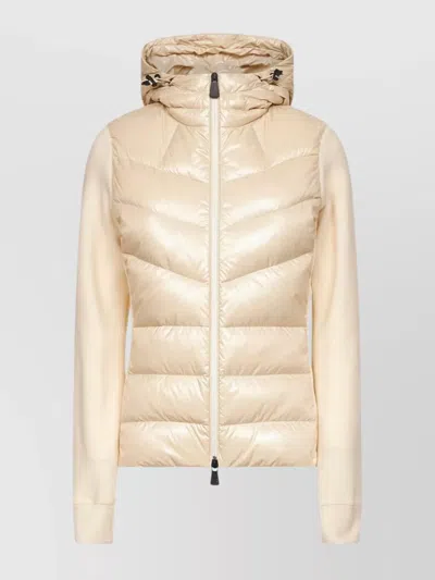 Moncler Ivory Zip-up Hooded Padded Cardigan In Neutral