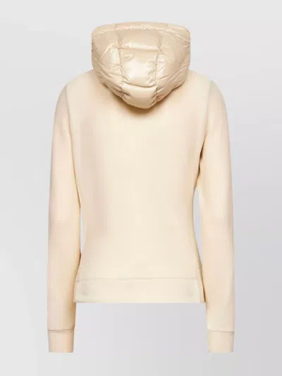 Moncler Ivory Zip-up Hooded Padded Cardigan In Neutral