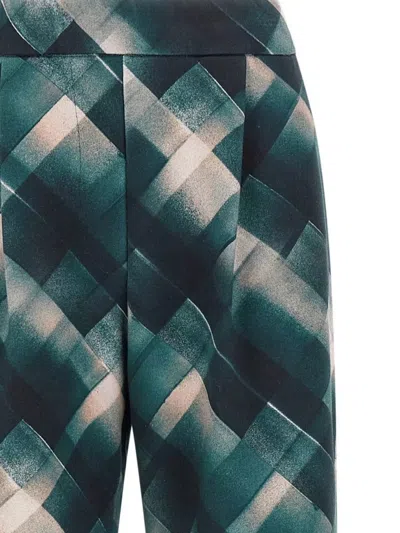 Dries Van Noten Geometric Wide Leg Trousers Pleated Front In Green