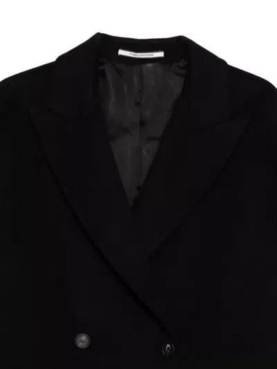 Tagliatore Double-breasted Wool Coat Long Sleeves In Black