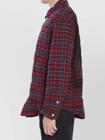 Off-white Long-sleeve Button-up Shirt With Plaid Pattern In Red