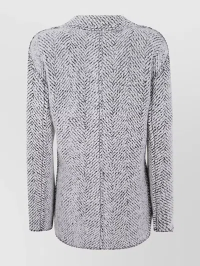 Alberta Ferretti Herringbone Patterned Long Sleeve Jacket In Gray