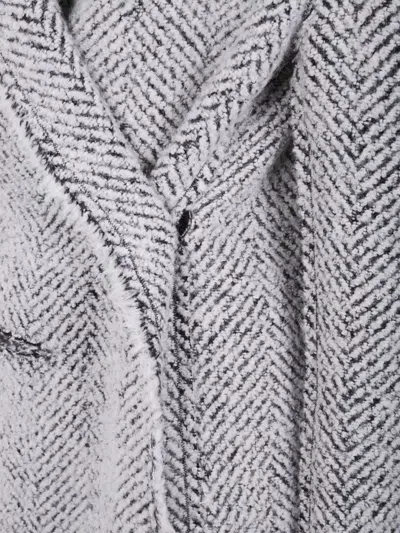 Alberta Ferretti Herringbone Patterned Long Sleeve Jacket In Gray