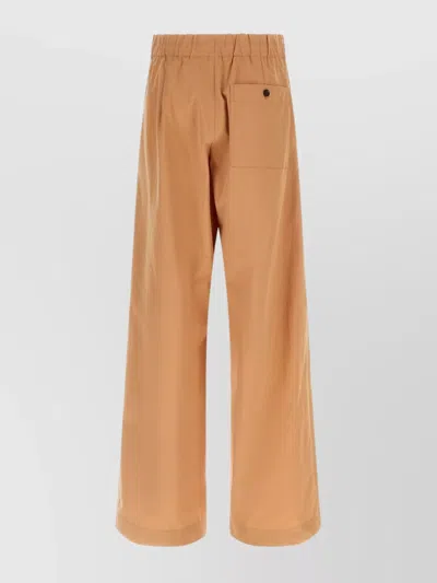 Dries Van Noten Wide Leg Trousers Elastic Waistband In Brown
