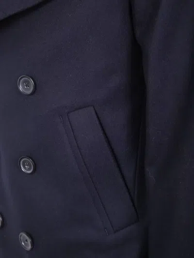 Paul Smith Double-breasted Men's Coat Notched Lapels In Blue