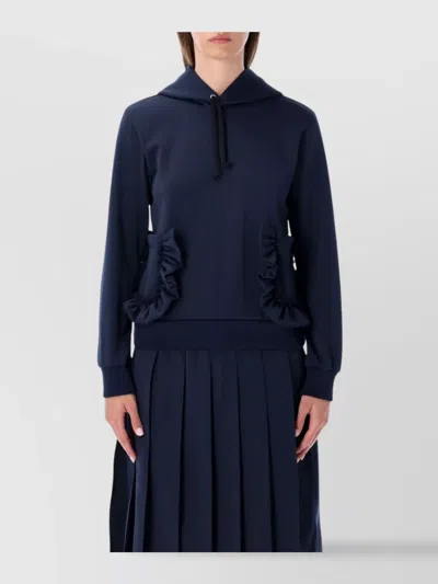 Comme Des Garçons Ruffled Sleeve Hoodie Pockets In Blue