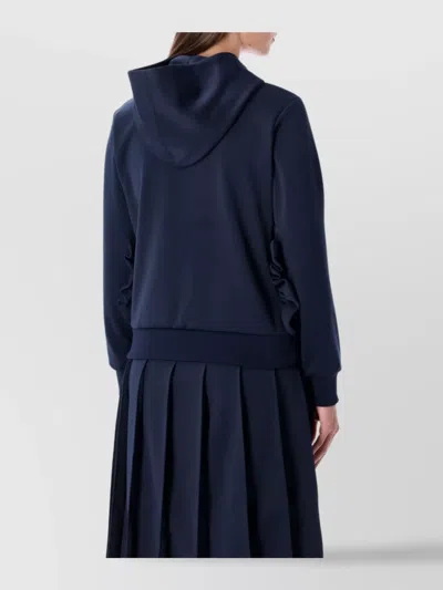 Comme Des Garçons Ruffled Sleeve Hoodie Pockets In Blue