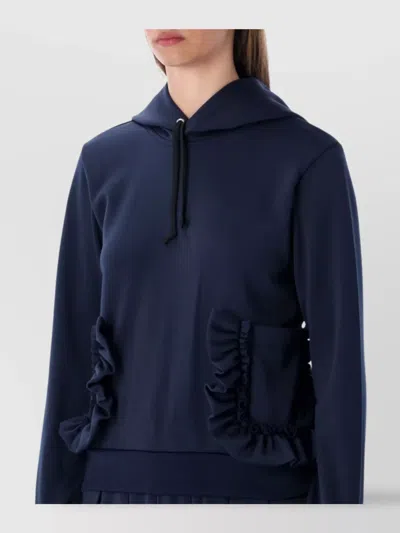 Comme Des Garçons Ruffled Sleeve Hoodie Pockets In Blue