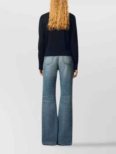 Ami Alexandre Mattiussi Classic Crew Neck Sweater With Embroidered Heart Detail In Blue