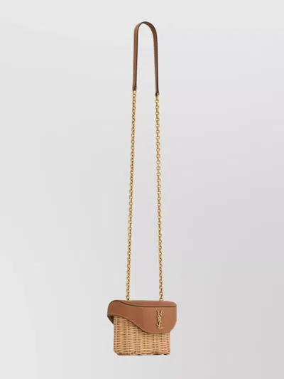 Saint Laurent Mini Woven Box Bag With Chain Strap