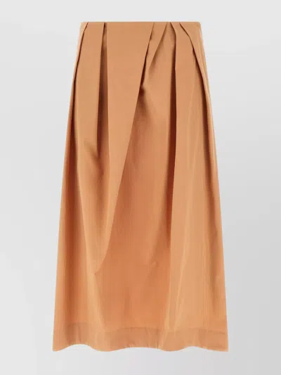 Dries Van Noten High Waist Midi Pleated Skirt In Brown