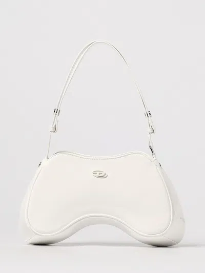 Diesel Play-glossy Shoulder Bag In White