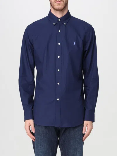 Polo Ralph Lauren Camicia Bd In Popeline Stretch Slim-fit Shirt In Blue