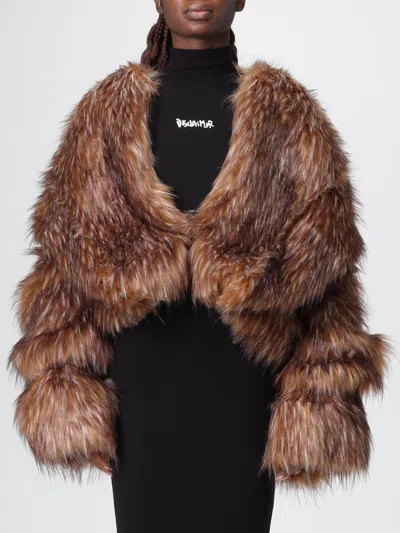 Disclaimer Fur Coat  Woman Color Brown In Brown