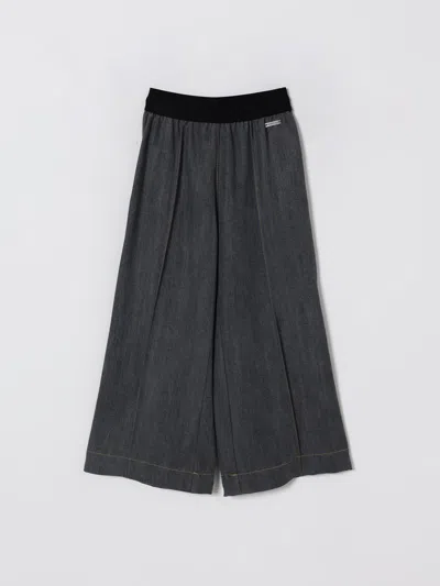 Monnalisa Elasticated-waistband Jeans In Gray