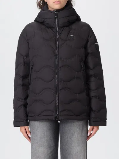 Blauer Wavy Quilted Down Jacket With Functional Hood In Black