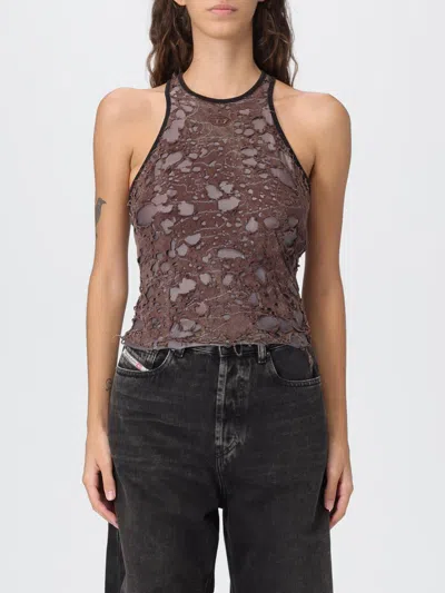 Diesel Tank Top In Destroyed Jersey In Brown
