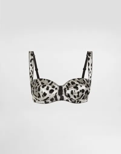 Dolce & Gabbana Leopard-print Satin Balconette Bra In Print