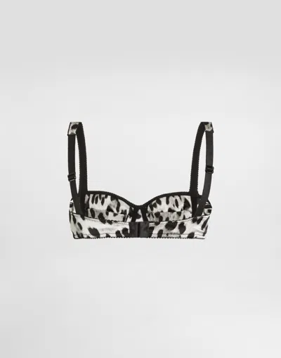 Dolce & Gabbana Leopard-print Satin Balconette Bra In Print