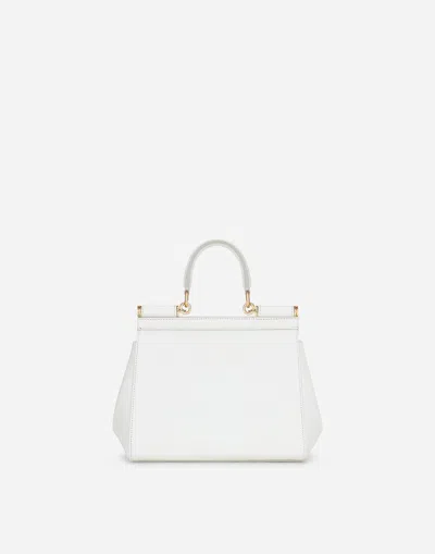 Dolce & Gabbana Medium Sicily Dauphine Leather Bag In White