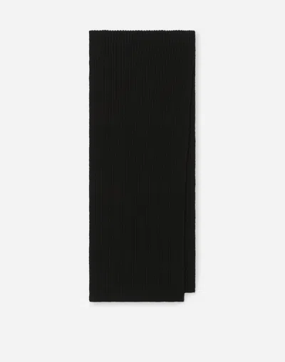Dolce & Gabbana Cashmere Scarf Ribbed Edge In Black