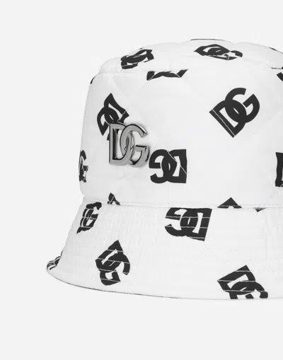 Dolce & Gabbana Nylon Bucket Hat With Dg Logo Print In Multicolor