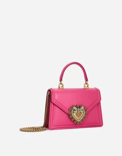 Dolce & Gabbana Pink Devotion Small Leather Top-handle Bag In Pink
