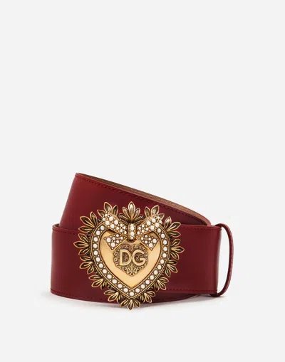 Dolce & Gabbana Luxury Leather Devotion Belt In Red