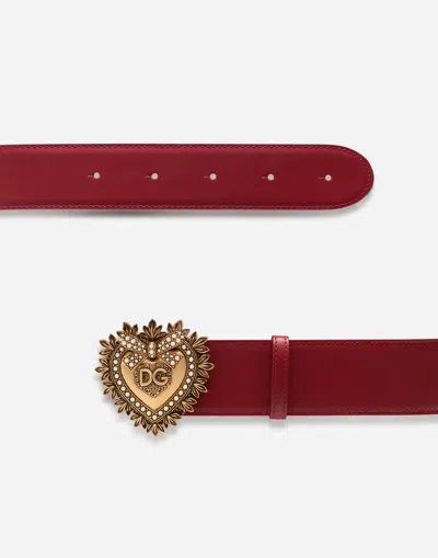 Dolce & Gabbana Luxury Leather Devotion Belt In Red