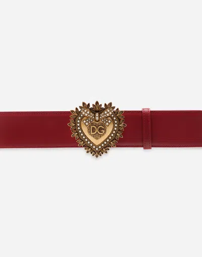 Dolce & Gabbana Luxury Leather Devotion Belt In Red