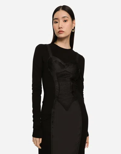 Dolce & Gabbana Lingerie Design Long-sleeved Sheath Dress In Animal Print