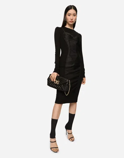 Dolce & Gabbana Lingerie Design Long-sleeved Sheath Dress In Animal Print