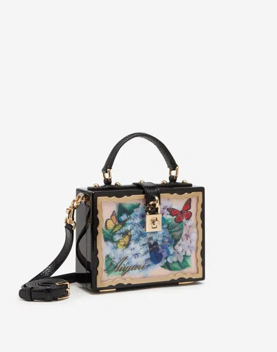 Dolce & Gabbana Postcard Dolce Box Bag In Lacquered Wood In Multicolor