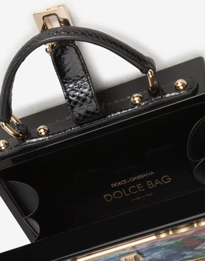 Dolce & Gabbana Postcard Dolce Box Bag In Lacquered Wood In Multicolor