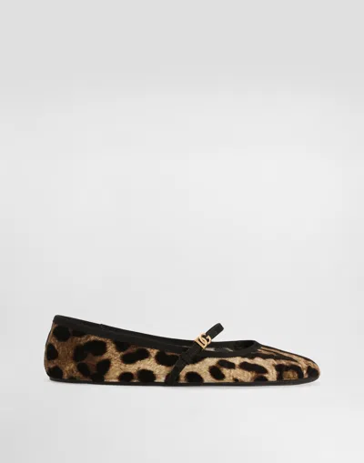 Dolce & Gabbana Printed Velvet Ballet Flats In Print