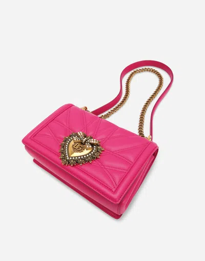 Dolce & Gabbana Medium Devotion Bag In Quilted Nappa Leather In Pink