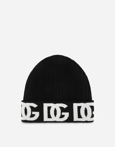 Dolce & Gabbana Dg Logo Jacquard Knit Beanie In Multicolor