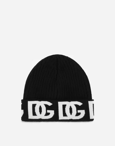 Dolce & Gabbana Dg Logo Jacquard Knit Beanie In Multicolor