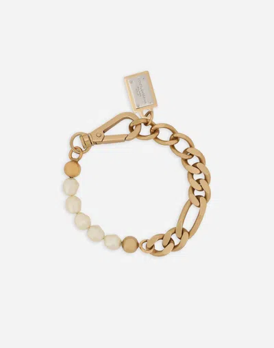 Dolce & Gabbana Logo-plaque Chain-link Bracelet In Gold